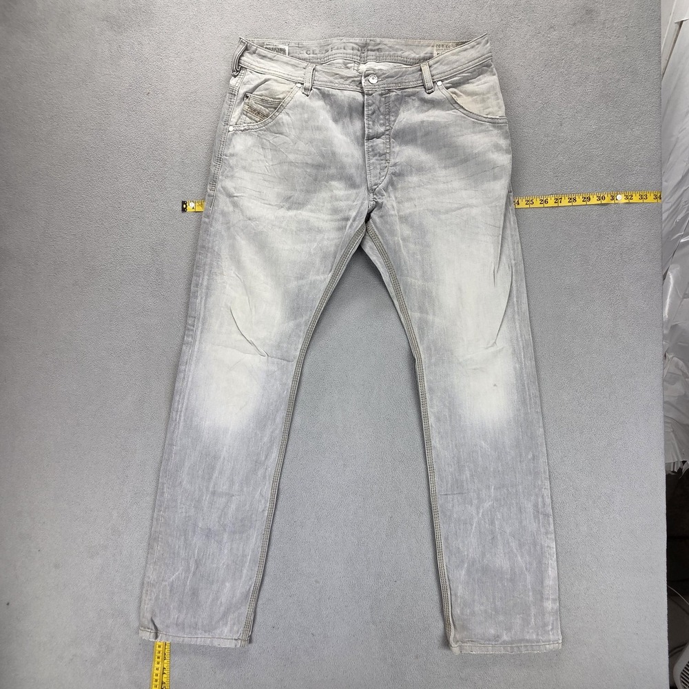Diesel Jeans Mens 33x32 Gray Krooley Regular Slim Carrot Made In Italy 0887Q